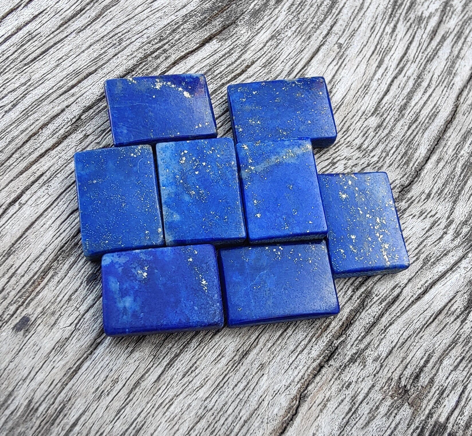 Lot De 20 Perles En Lapis Lazuli Rectangles 18x13mm - Fil De 39cm Pour Création De Bijoux