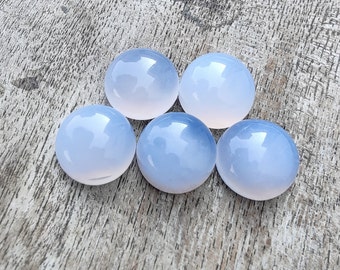 AAA+ Quality Natural Chalcedony Cabochon: Round Shape Flat Back Calibrated Gemstone.