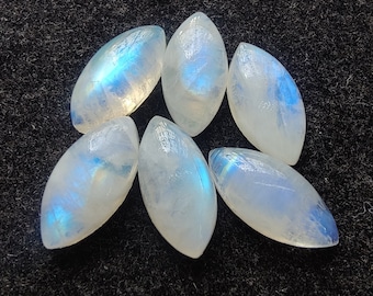 AAA+ Quality Natural Rainbow Moonstone Marquise Cabochon:Falt Back Calibrated Gemstone.