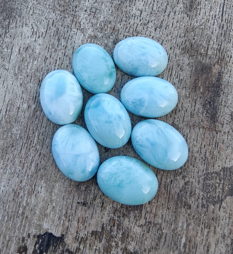 Cabochon ovale en larimar naturel de qualité AAA à dos plat, calibrées en gros, toutes tailles disponibles image 2