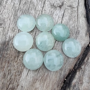 AAA Quality Natural Aquamarine Round Shape Cabochon Flat Back Calibrated Wholesale Gemstones, All Sizes Available image 9