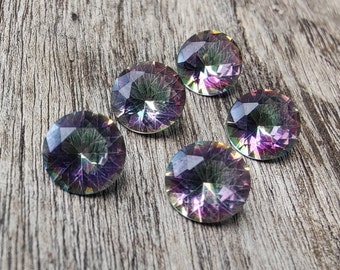 AAA+ Mystic Quartz Gemstone: Round Faceted Cut, Calibrated Sizes