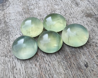 AAA+ Natural Prehnite Cabochon: Round Green Calibrated Gemstone, All Sizes