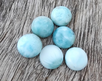 AAA + Larimar Cabochon: Natürlicher Runder Edelstein, Sondergrößen
