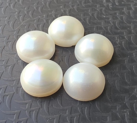 AAA+ Quality Natural Pearl Cabochon: Round Shape Flat Back Calibrated Gemstone.