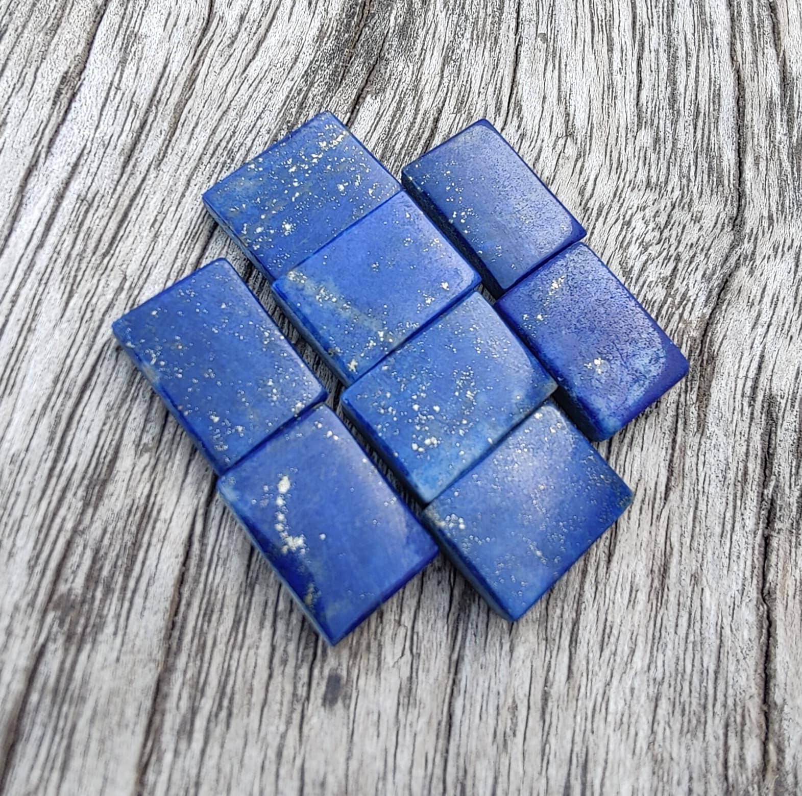 Perles De Lapis-lazuli Rectangles 18x13mm - Lot D'environ 20 Pièces Sur Fil De 39cm - Neuf