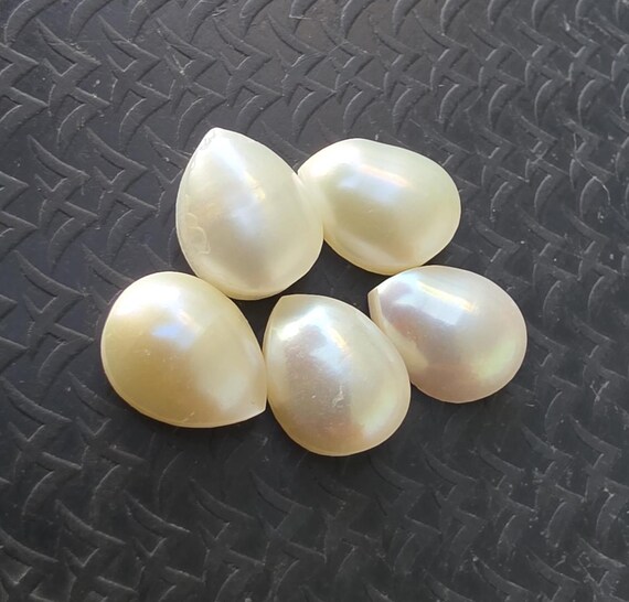 AAA+ Quality Natural Pearl Teardrop Cabochon: Flat Back Calibrated Gemstones.