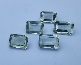 AAA+ Quality Natural Green Amethyst Gemstone: Rectangle Faceted Cut Calibrated Gemstone.