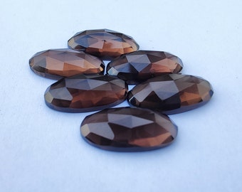 AAA+ Smoky Quartz Gemstone: Rose Cut Oval Beda Shape