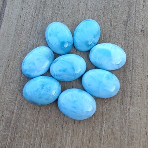 Cabochon ovale en larimar naturel de qualité AAA à dos plat, calibrées en gros, toutes tailles disponibles image 3