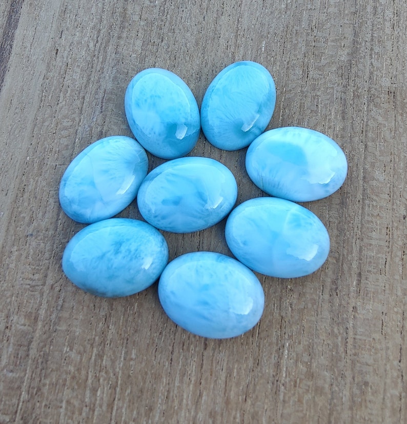 Cabochon ovale en larimar naturel de qualité AAA à dos plat, calibrées en gros, toutes tailles disponibles image 3