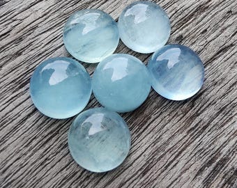 AAA+ Aqua Milky Cabochon: Round Flat Back Gemstone