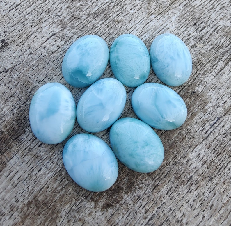 Cabochon ovale en larimar naturel de qualité AAA à dos plat, calibrées en gros, toutes tailles disponibles image 7