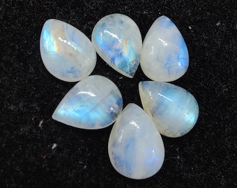 Natural Rainbow Moonstone Tear Drop Shape Cabochon Flat Back Calibrated Pear Shape AAA+ Quality Wholesale Gemstones, All Sizes Available