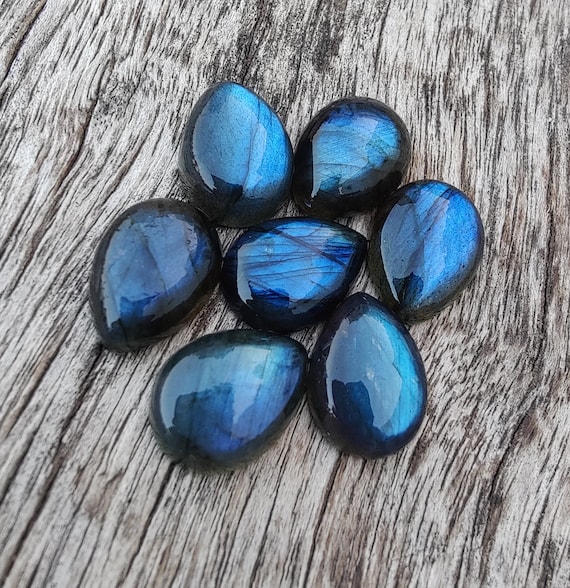 AAA+ Natural Labradorite Cabochon: Pear Teardrop Calibrated Gemstones