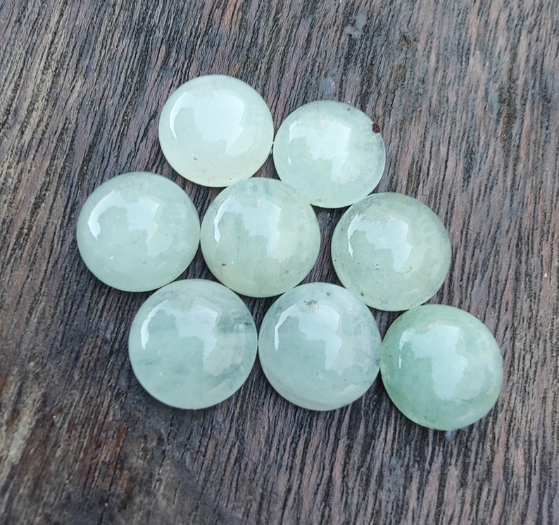 AAA Quality Natural Aquamarine Round Shape Cabochon Flat Back Calibrated Wholesale Gemstones, All Sizes Available image 4