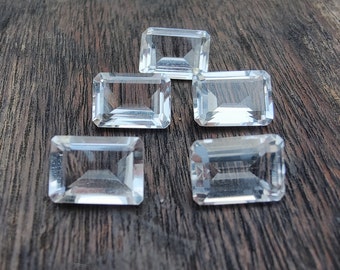 AAA+ Crystal Quartz Gemstone: Rectangle Faceted Cut, Calibrated Sizes