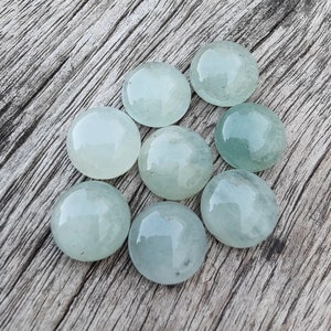 AAA Quality Natural Aquamarine Round Shape Cabochon Flat Back Calibrated Wholesale Gemstones, All Sizes Available image 3