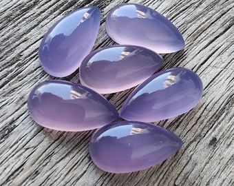 Lavender Chalcedony Pear Cabochon: AAA+ Quality Gemstone