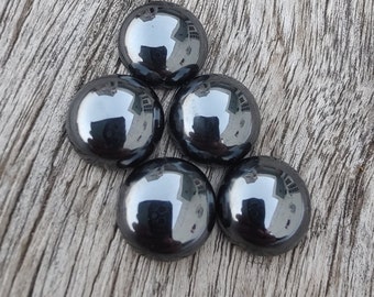 AAA+ Quality Natural Hematite Round Shape Cabochon Flat Back Calibrated Wholesale Gemstones, All Sizes Available