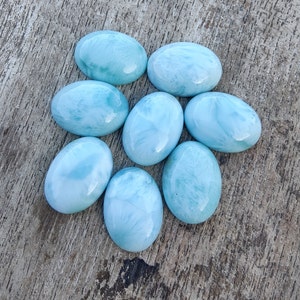 Cabochon ovale en larimar naturel de qualité AAA à dos plat, calibrées en gros, toutes tailles disponibles image 5