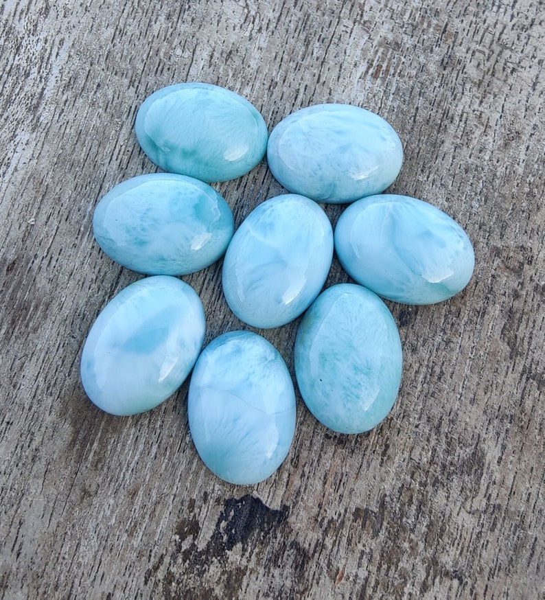 Cabochon ovale en larimar naturel de qualité AAA à dos plat, calibrées en gros, toutes tailles disponibles image 5