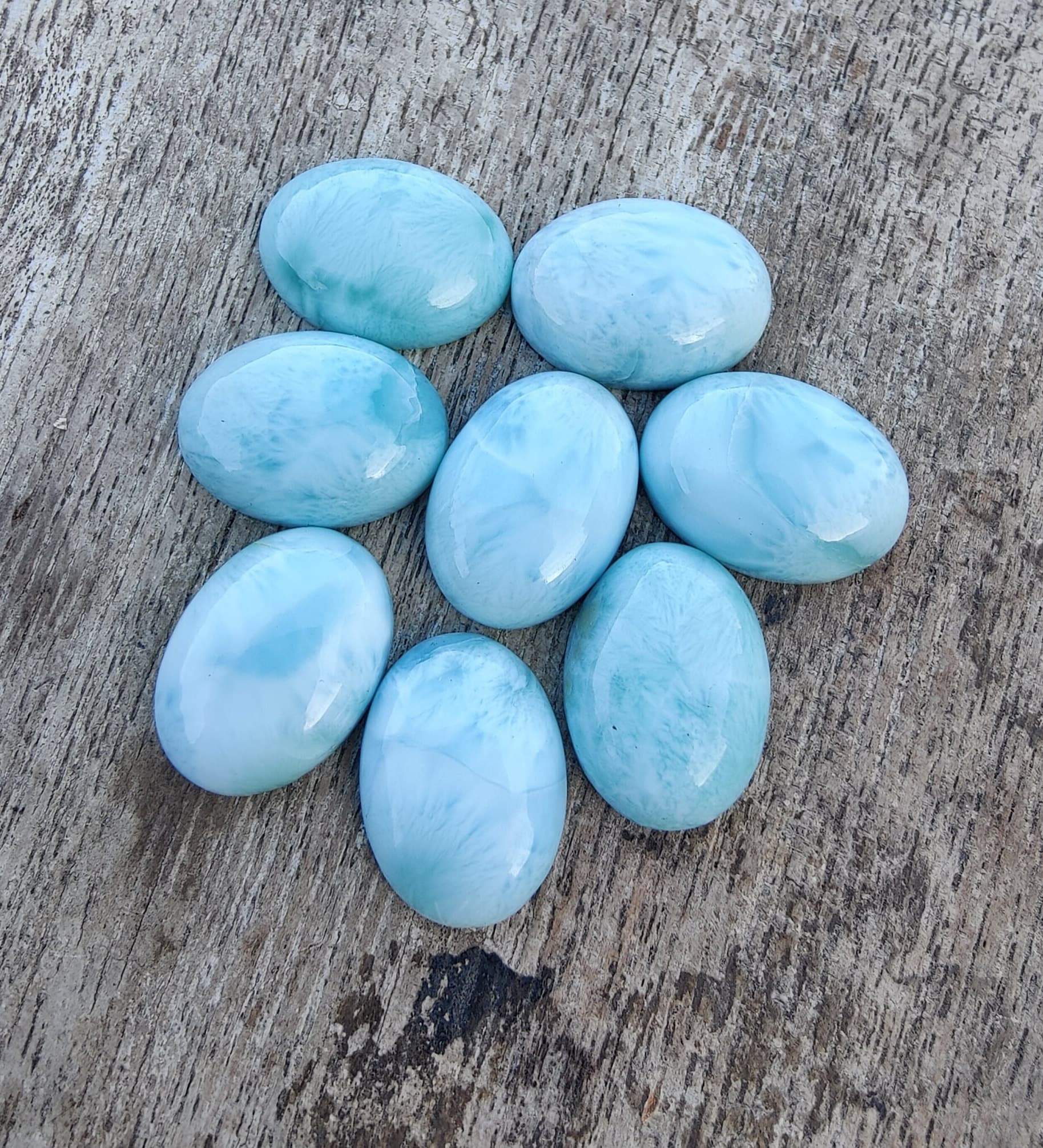 AAA+ Quality Natural Larimar Cabochon: Oval Shape Flat Back