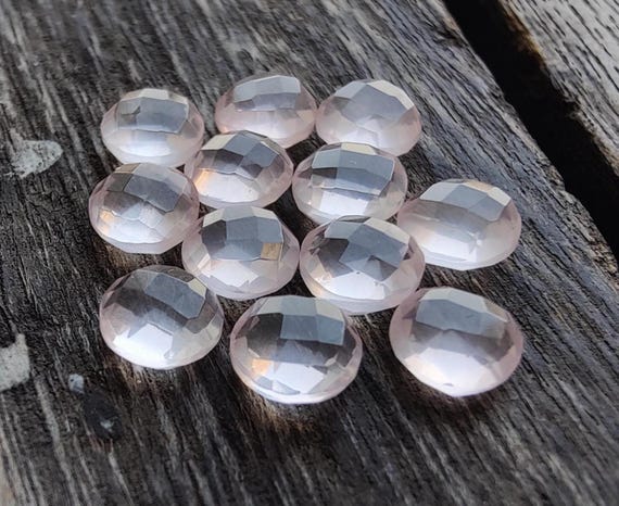 AAA+ Rose Quartz Briolette Cut Gemstones: Round Flat Back