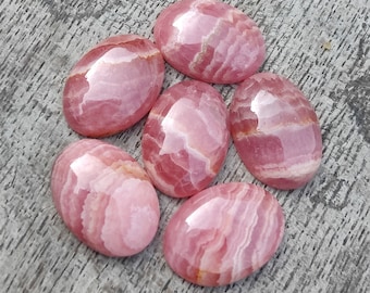 AAA+ Quality Natural Rhodochrosite Cabochon:Orange Oval Shape Flat Back Calibrated Gemstone.