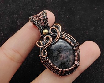 Natural Bloodstone Copper Wire Wrapped Pendant Handmade Jewelry Bloodstone Christmas Copper Wire Pendant Handmade Jewelry Gift For Him