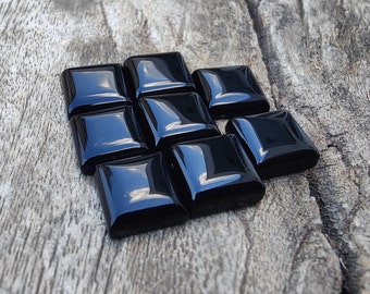 Natural Black Onyx Square Shape Cabochon Flat Back Calibrated AAA+ Quality Wholesale Gemstones, All Sizes Available