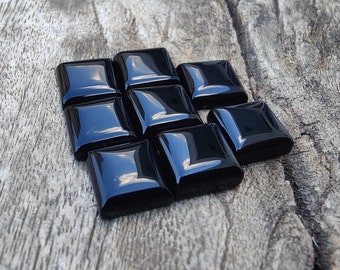 AAA+ Black Onyx Square Cabochon: Flat Back Gemstone