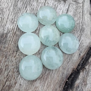 AAA Quality Natural Aquamarine Round Shape Cabochon Flat Back Calibrated Wholesale Gemstones, All Sizes Available image 10