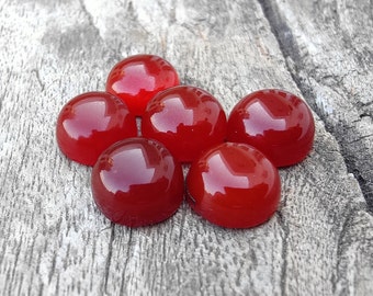 Red Onyx Cabochon: Round Flat Back Gemstone, AAA Quality