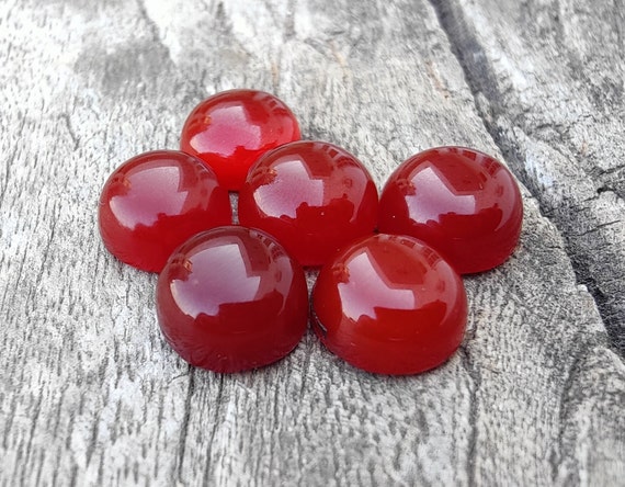 Red Onyx Cabochon: Round Flat Back Gemstone, AAA Quality