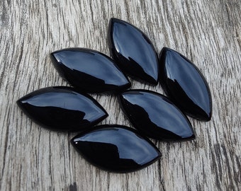 Natural Black Onyx Marquise Shape Cabochon Flat Back Calibrated AAA+ Quality Wholesale Loose Gemstones, All Sizes Available