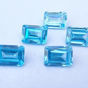 AAA+ Blue Quartz Gemstone: Rectangle Faceted Cut