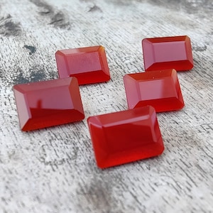AAA+ Quality Natural Red Onyx Calibrated Gemstones: Rectangle Shape Faceted Cut Calibrated Gemstone.
