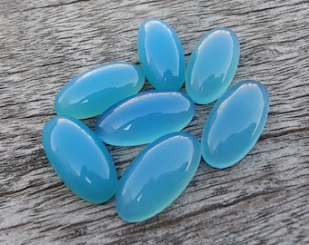 AAA+ Quality Natural Blue Chalcedony Big Oval Shape Cabochon Gemstone Calibrated Wholesale Beda Shape Gemstones, All Sizes Available