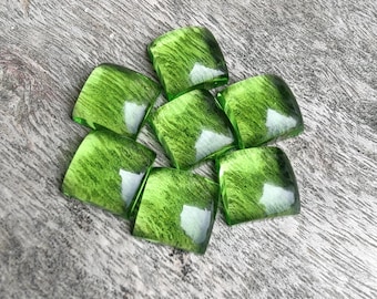 AAA Green Quartz Cabochon: Square Calibrated Gemstone, All Sizes