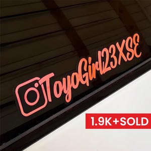 Premium Custom Instagram Username Handle Silver Holographic Vinyl Decal | Car Window Personalized IG Username JDM Drift Sticker Waterproof