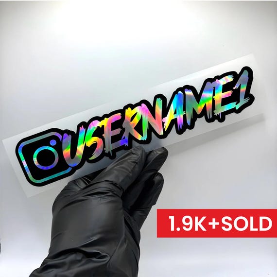 Premium Custom Instagram Username Handle Silver Holographic Vinyl Decal | Car Window Personalized IG Username JDM Drift Sticker Waterproof