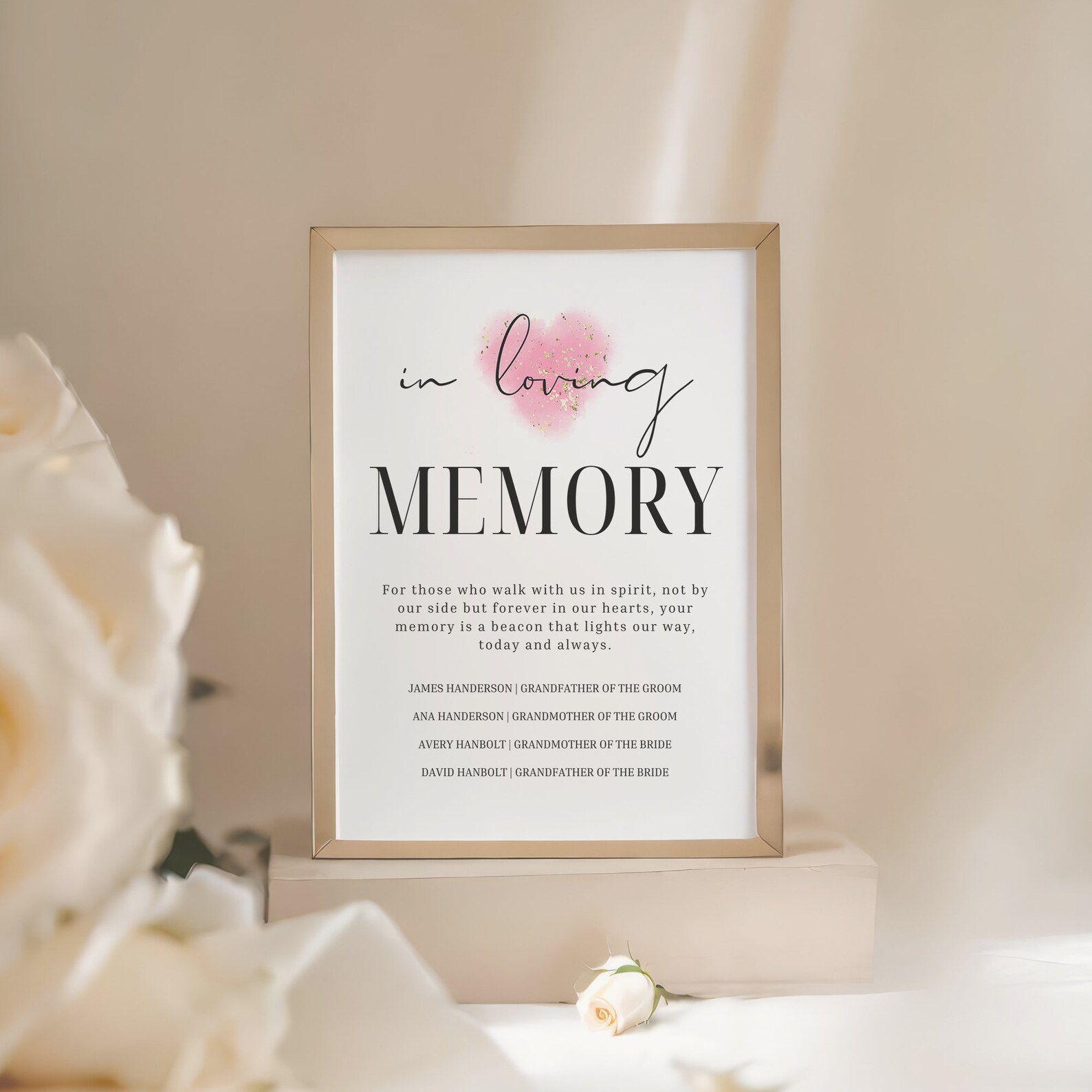 Forever Rememberedin Loving Memory Sign Template minimalist Wedding