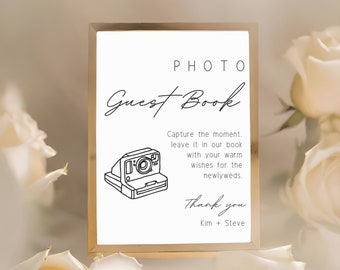 Faites en sorte que chaque instant compte : signez notre livre d'or photo ! Capturez des souvenirs avec style grâce à la plaque imprimable Livre d'or Polaroid. Téléchargement instantané #G2