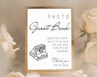 Faites en sorte que chaque instant compte : signez notre livre d'or photo ! Capturez des souvenirs avec style grâce à la plaque imprimable Livre d'or Polaroid. Téléchargement instantané #G1