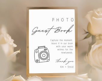 Faites en sorte que chaque instant compte : signez notre livre d'or photo ! Capturez des souvenirs avec style grâce à la plaque imprimable Livre d'or Polaroid. Téléchargement instantané #G3