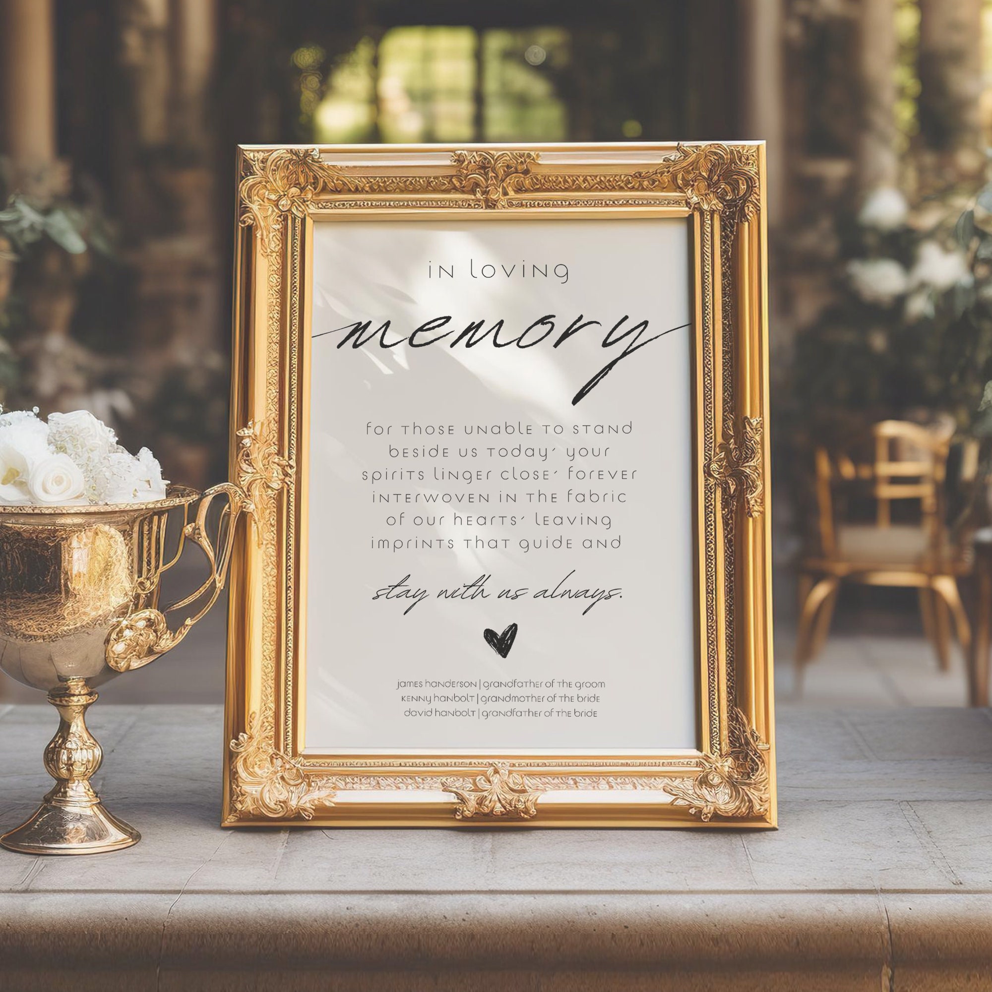 Forever Rememberedin Loving Memory Sign Template minimalist Wedding