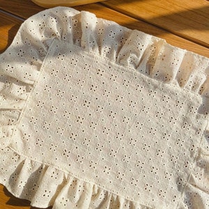 Cream Ruffled Guipure Placemat: Farmhouse Table Decor