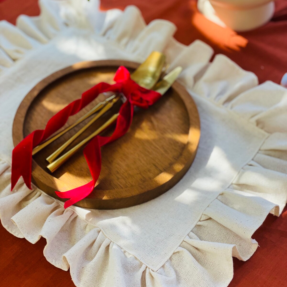 Ruffled Regtangle Cream Color Washed Linen Placemats,softened Ruffle Linen Placemats for Table Decor, Dining Placemat for Holidays - Etsy