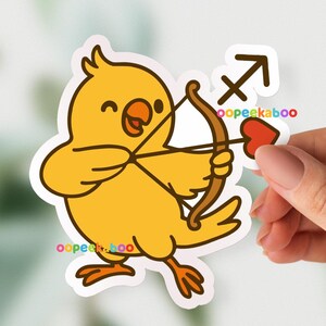 Boogschutter papegaai vogel sticker, schattige papegaai verjaardagscadeau, sterrenbeelden horoscoop sterrenbeelden, laptop kaart waterfles vogel gestanste sticker